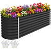 image:imageYITAHOME 8x4x2ft 2pcs Large Raised Garden Bed Galvanized Metal Planter Box with Gloves Ground Nails Support Rod amp Safety Rubber Outdoor Above Ground Planters for Plants Vegetables Flowers SilverBlack