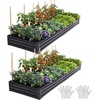 image:imageYITAHOME 8x4x2ft 2pcs Large Raised Garden Bed Galvanized Metal Planter Box with Gloves Ground Nails Support Rod amp Safety Rubber Outdoor Above Ground Planters for Plants Vegetables Flowers SilverBlack