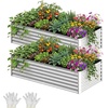 image:imageYITAHOME 8x4x2ft 2pcs Large Raised Garden Bed Galvanized Metal Planter Box with Gloves Ground Nails Support Rod amp Safety Rubber Outdoor Above Ground Planters for Plants Vegetables Flowers SilverSilver