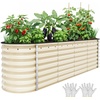 image:imageYITAHOME 8x4x2ft 2pcs Large Raised Garden Bed Galvanized Metal Planter Box with Gloves Ground Nails Support Rod amp Safety Rubber Outdoor Above Ground Planters for Plants Vegetables Flowers SilverCream Yellow