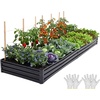image:imageYITAHOME 8x4x2ft 2pcs Large Raised Garden Bed Galvanized Metal Planter Box with Gloves Ground Nails Support Rod amp Safety Rubber Outdoor Above Ground Planters for Plants Vegetables Flowers SilverBlack