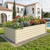 image:imageYITAHOME 8x4x2ft 2pcs Large Raised Garden Bed Galvanized Metal Planter Box with Gloves Ground Nails Support Rod amp Safety Rubber Outdoor Above Ground Planters for Plants Vegetables Flowers SilverCream Yellow