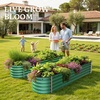 image:imageYITAHOME 8x4x2ft 2pcs Large Raised Garden Bed Galvanized Metal Planter Box with Gloves Ground Nails Support Rod amp Safety Rubber Outdoor Above Ground Planters for Plants Vegetables Flowers SilverGreen
