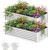image:imageYITAHOME 8x4x2ft 2pcs Large Raised Garden Bed Galvanized Metal Planter Box with Gloves Ground Nails Support Rod amp Safety Rubber Outdoor Above Ground Planters for Plants Vegetables Flowers SilverSilver