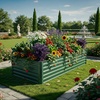 image:imageYITAHOME 8x4x2ft 2pcs Large Raised Garden Bed Galvanized Metal Planter Box with Gloves Ground Nails Support Rod amp Safety Rubber Outdoor Above Ground Planters for Plants Vegetables Flowers SilverGreen