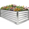 image:imageYITAHOME 8x4x2ft 2pcs Large Raised Garden Bed Galvanized Metal Planter Box with Gloves Ground Nails Support Rod amp Safety Rubber Outdoor Above Ground Planters for Plants Vegetables Flowers SilverSilver