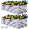 image:imageYITAHOME 8x4x2ft 2pcs Large Raised Garden Bed Galvanized Metal Planter Box with Gloves Ground Nails Support Rod amp Safety Rubber Outdoor Above Ground Planters for Plants Vegetables Flowers SilverSilver