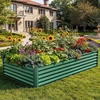 image:imageYITAHOME 8x4x2ft 2pcs Large Raised Garden Bed Galvanized Metal Planter Box with Gloves Ground Nails Support Rod amp Safety Rubber Outdoor Above Ground Planters for Plants Vegetables Flowers SilverGreen
