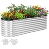 image:imageYITAHOME 8x4x2ft 2pcs Large Raised Garden Bed Galvanized Metal Planter Box with Gloves Ground Nails Support Rod amp Safety Rubber Outdoor Above Ground Planters for Plants Vegetables Flowers SilverSilver