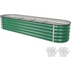 image:imageYITAHOME 8x4x2ft 2pcs Large Raised Garden Bed Galvanized Metal Planter Box with Gloves Ground Nails Support Rod amp Safety Rubber Outdoor Above Ground Planters for Plants Vegetables Flowers SilverGreen