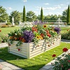 image:imageYITAHOME 8x4x2ft 2pcs Large Raised Garden Bed Galvanized Metal Planter Box with Gloves Ground Nails Support Rod amp Safety Rubber Outdoor Above Ground Planters for Plants Vegetables Flowers SilverCream Yellow