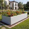 image:imageYITAHOME 8x4x2ft 2pcs Large Raised Garden Bed Galvanized Metal Planter Box with Gloves Ground Nails Support Rod amp Safety Rubber Outdoor Above Ground Planters for Plants Vegetables Flowers SilverSilver