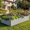 image:imageYITAHOME 8x4x2ft 2pcs Large Raised Garden Bed Galvanized Metal Planter Box with Gloves Ground Nails Support Rod amp Safety Rubber Outdoor Above Ground Planters for Plants Vegetables Flowers SilverSilver
