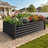 image:imageYITAHOME 8x4x3ft Large Raised Garden Bed Kit Galvanized Metal Planter Box with Gloves Support Rod amp Safety Rubber Outdoor Above Ground Planters for Plants Vegetables Flowers Black