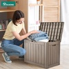 image:imageYITAHOME Large Deck Box 120 Gallon Resin Outdoor Storage Box wSlideLocking Black Lid Patio Storage Bin for Outdoor Pillows Garden Tools and Pool Supplies Waterproof Lockable GrayishWhiteTaupe