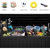 image:imageYITAHOME Large Deck Box 120 Gallon Resin Outdoor Storage Box wSlideLocking Black Lid Patio Storage Bin for Outdoor Pillows Garden Tools and Pool Supplies Waterproof Lockable GrayishWhiteBlack