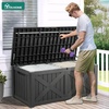 image:imageYITAHOME Large Deck Box 120 Gallon Resin Outdoor Storage Box wSlideLocking Black Lid Patio Storage Bin for Outdoor Pillows Garden Tools and Pool Supplies Waterproof Lockable GrayishWhiteDark Gray