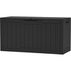 image:imageYITAHOME Large Deck Box 120 Gallon Resin Outdoor Storage Box wSlideLocking Black Lid Patio Storage Bin for Outdoor Pillows Garden Tools and Pool Supplies Waterproof Lockable GrayishWhiteBlack