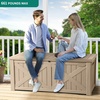 image:imageYITAHOME Large Deck Box 120 Gallon Resin Outdoor Storage Box wSlideLocking Black Lid Patio Storage Bin for Outdoor Pillows Garden Tools and Pool Supplies Waterproof Lockable GrayishWhiteTaupe