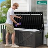 image:imageYITAHOME Large Deck Box 120 Gallon Resin Outdoor Storage Box wSlideLocking Black Lid Patio Storage Bin for Outdoor Pillows Garden Tools and Pool Supplies Waterproof Lockable GrayishWhiteBlack