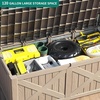 image:imageYITAHOME Large Deck Box 120 Gallon Resin Outdoor Storage Box wSlideLocking Black Lid Patio Storage Bin for Outdoor Pillows Garden Tools and Pool Supplies Waterproof Lockable GrayishWhiteTaupe