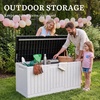 image:imageYITAHOME Large Deck Box 120 Gallon Resin Outdoor Storage Box wSlideLocking Black Lid Patio Storage Bin for Outdoor Pillows Garden Tools and Pool Supplies Waterproof Lockable GrayishWhiteGrayishWhite
