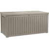 image:imageYITAHOME Large Deck Box 120 Gallon Resin Outdoor Storage Box wSlideLocking Black Lid Patio Storage Bin for Outdoor Pillows Garden Tools and Pool Supplies Waterproof Lockable GrayishWhiteTaupe
