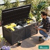 image:imageYITAHOME Large Deck Box 120 Gallon Resin Outdoor Storage Box wSlideLocking Black Lid Patio Storage Bin for Outdoor Pillows Garden Tools and Pool Supplies Waterproof Lockable GrayishWhiteBlack