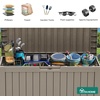image:imageYITAHOME Large Deck Box 120 Gallon Resin Outdoor Storage Box wSlideLocking Black Lid Patio Storage Bin for Outdoor Pillows Garden Tools and Pool Supplies Waterproof Lockable GrayishWhiteTaupe