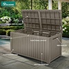 image:imageYITAHOME Large Deck Box 120 Gallon Resin Outdoor Storage Box wSlideLocking Black Lid Patio Storage Bin for Outdoor Pillows Garden Tools and Pool Supplies Waterproof Lockable GrayishWhiteTaupe
