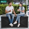image:imageYITAHOME Large Deck Box 120 Gallon Resin Outdoor Storage Box wSlideLocking Black Lid Patio Storage Bin for Outdoor Pillows Garden Tools and Pool Supplies Waterproof Lockable GrayishWhiteBlack