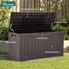 image:imageYITAHOME Large Deck Box 120 Gallon Resin Outdoor Storage Box wSlideLocking Black Lid Patio Storage Bin for Outdoor Pillows Garden Tools and Pool Supplies Waterproof Lockable GrayishWhiteDark Brown