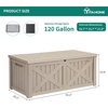 image:imageYITAHOME Large Deck Box 120 Gallon Resin Outdoor Storage Box wSlideLocking Black Lid Patio Storage Bin for Outdoor Pillows Garden Tools and Pool Supplies Waterproof Lockable GrayishWhiteTaupe