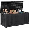 image:imageYITAHOME Large Deck Box 120 Gallon Resin Outdoor Storage Box wSlideLocking Black Lid Patio Storage Bin for Outdoor Pillows Garden Tools and Pool Supplies Waterproof Lockable GrayishWhiteBlack