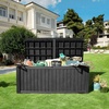 image:imageYITAHOME Large Deck Box 120 Gallon Resin Outdoor Storage Box wSlideLocking Black Lid Patio Storage Bin for Outdoor Pillows Garden Tools and Pool Supplies Waterproof Lockable GrayishWhiteBlack