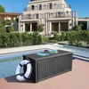 image:imageYITAHOME Large Deck Box 120 Gallon Resin Outdoor Storage Box wSlideLocking Black Lid Patio Storage Bin for Outdoor Pillows Garden Tools and Pool Supplies Waterproof Lockable GrayishWhiteBlack