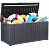 image:imageYITAHOME Large Deck Box 120 Gallon Resin Outdoor Storage Box wSlideLocking Black Lid Patio Storage Bin for Outdoor Pillows Garden Tools and Pool Supplies Waterproof Lockable GrayishWhiteDark Gray