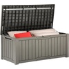 image:imageYITAHOME Large Deck Box 120 Gallon Resin Outdoor Storage Box wSlideLocking Black Lid Patio Storage Bin for Outdoor Pillows Garden Tools and Pool Supplies Waterproof Lockable GrayishWhiteTaupe