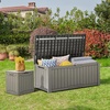 image:imageYITAHOME Large Deck Box 120 Gallon Resin Outdoor Storage Box wSlideLocking Black Lid Patio Storage Bin for Outdoor Pillows Garden Tools and Pool Supplies Waterproof Lockable GrayishWhiteTaupe
