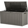 image:imageYITAHOME Large Deck Box 120 Gallon Resin Outdoor Storage Box wSlideLocking Black Lid Patio Storage Bin for Outdoor Pillows Garden Tools and Pool Supplies Waterproof Lockable GrayishWhiteTaupe