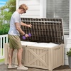 image:imageYITAHOME Large Deck Box 120 Gallon Resin Outdoor Storage Box wSlideLocking Black Lid Patio Storage Bin for Outdoor Pillows Garden Tools and Pool Supplies Waterproof Lockable GrayishWhiteTaupe