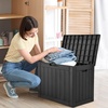 image:imageYITAHOME Large Deck Box 120 Gallon Resin Outdoor Storage Box wSlideLocking Black Lid Patio Storage Bin for Outdoor Pillows Garden Tools and Pool Supplies Waterproof Lockable GrayishWhiteBlack