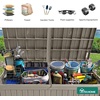 image:imageYITAHOME Large Deck Box 120 Gallon Resin Outdoor Storage Box wSlideLocking Black Lid Patio Storage Bin for Outdoor Pillows Garden Tools and Pool Supplies Waterproof Lockable GrayishWhiteTaupe