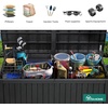 image:imageYITAHOME Large Deck Box 120 Gallon Resin Outdoor Storage Box wSlideLocking Black Lid Patio Storage Bin for Outdoor Pillows Garden Tools and Pool Supplies Waterproof Lockable GrayishWhiteBlack