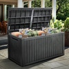 image:imageYITAHOME Large Deck Box 120 Gallon Resin Outdoor Storage Box wSlideLocking Black Lid Patio Storage Bin for Outdoor Pillows Garden Tools and Pool Supplies Waterproof Lockable GrayishWhiteBlack