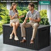 image:imageYITAHOME Large Deck Box 120 Gallon Resin Outdoor Storage Box wSlideLocking Black Lid Patio Storage Bin for Outdoor Pillows Garden Tools and Pool Supplies Waterproof Lockable GrayishWhiteBlack