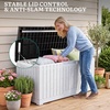 image:imageYITAHOME Large Deck Box 120 Gallon Resin Outdoor Storage Box wSlideLocking Black Lid Patio Storage Bin for Outdoor Pillows Garden Tools and Pool Supplies Waterproof Lockable GrayishWhiteGrayishWhite