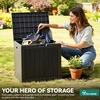 image:imageYITAHOME Large Deck Box 120 Gallon Resin Outdoor Storage Box wSlideLocking Black Lid Patio Storage Bin for Outdoor Pillows Garden Tools and Pool Supplies Waterproof Lockable GrayishWhiteBlack