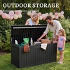 image:imageYITAHOME Large Deck Box 120 Gallon Resin Outdoor Storage Box wSlideLocking Black Lid Patio Storage Bin for Outdoor Pillows Garden Tools and Pool Supplies Waterproof Lockable GrayishWhiteBlack