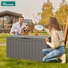 image:imageYITAHOME Large Deck Box 120 Gallon Resin Outdoor Storage Box wSlideLocking Black Lid Patio Storage Bin for Outdoor Pillows Garden Tools and Pool Supplies Waterproof Lockable GrayishWhiteTaupe